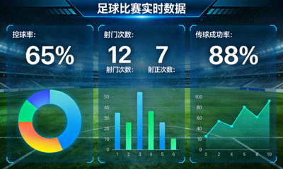 体育数据仪表盘 显示控球率射门等